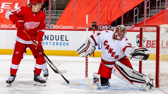 Hurricanes open with 3-0 win over rebuilding Red Wings