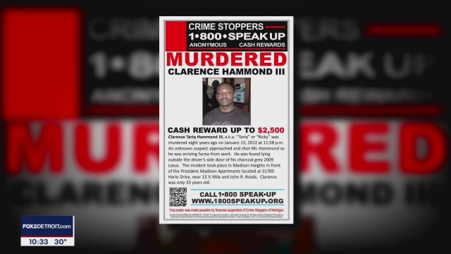 Family of murder victim Clarence Hammond III offers $12,500 reward for tips that will lead to an arrest
