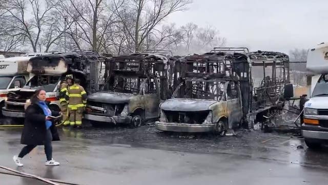 Fire torches 6 SMART buses in Westland, damaging pavement and property