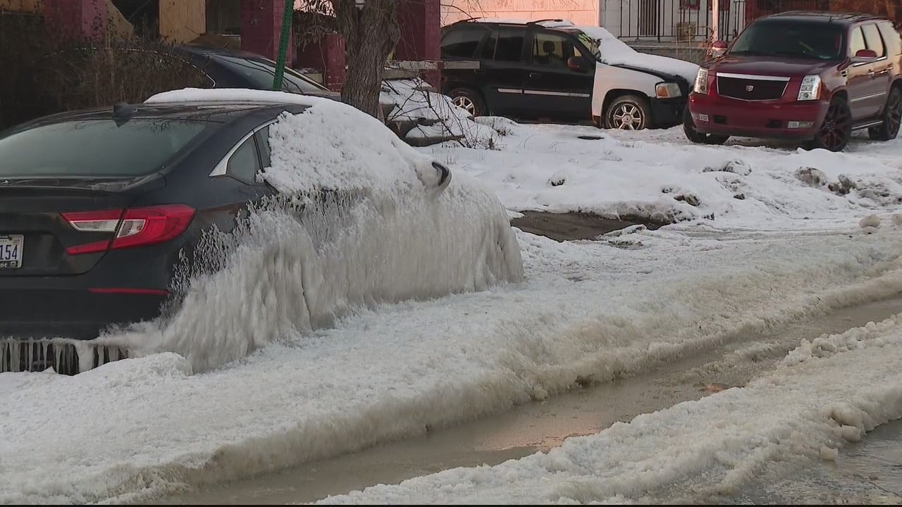 "I cannot move it"; Detroit water main break freezes resident
