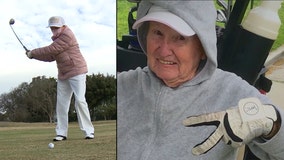 100-year-old golfer celebrates birthday on the green; says her secret is 2 shots of whisky every night