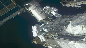 Astronauts perform spacewalk to prepare ISS for new solar wings