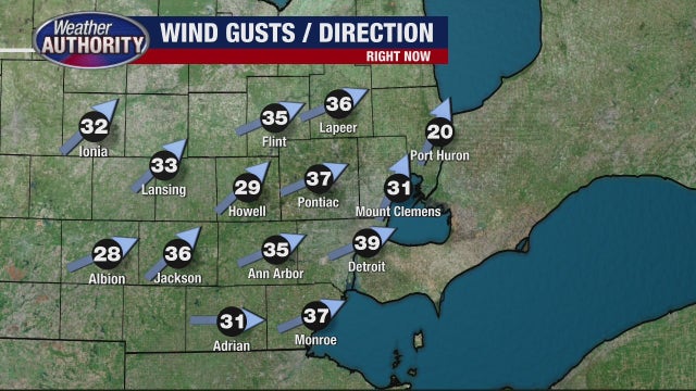 Wind gusts cause temps. to plummet across Southeast Michigan, winter weather advisory extended to 10 a.m.
