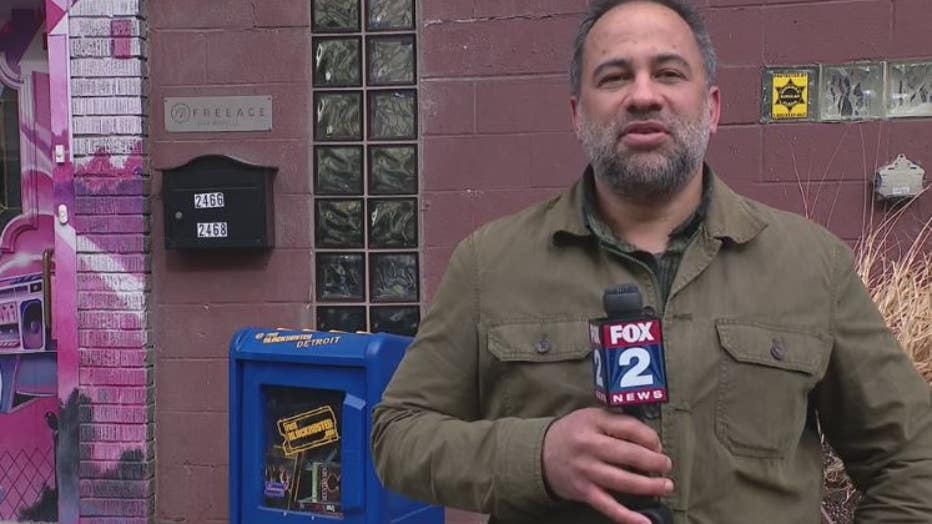 Jim Toscano and the free Blockbuster box.