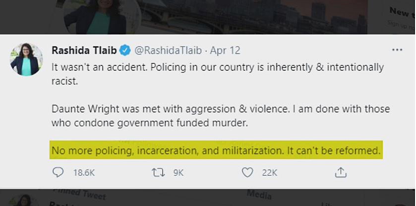 Tlaib tweet saying policing should be abolished after Daunte Wright killing draws cheers, jeers