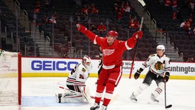 Vrana scores in Detroit debut, Red Wings beat Chicago 4-1