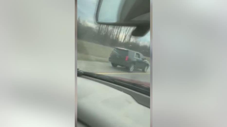 Video still allegedly shows State Rep. Jewell Jones driving on the shoulder of the freeway before his arrest.
