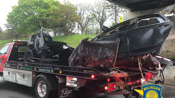 Car split in half after driver, speeding & weaving through traffic, crashes on 94