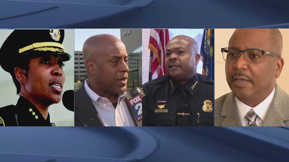 Possible candidates to replace Detroit Police Chief James Craig: Renee Hall, left, Detroit Fire Commissioner Eric Jones, Southfield Police Chief Elvin Barren and James White.