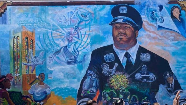 On the mural is Jason Hargrove, a 50-year-old bus driver who died from the virus in 2020