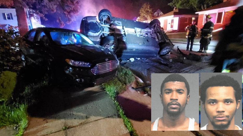 Photos courtesy Eastpointe Police Department Facebook. Inset L to R, Dequan Marquese Gadson, Tejuan Myron Jones