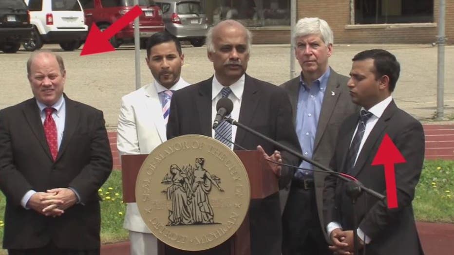 Lalit Kumar, right, at a ground breaking with city and state leaders for Sakthi Automotive.