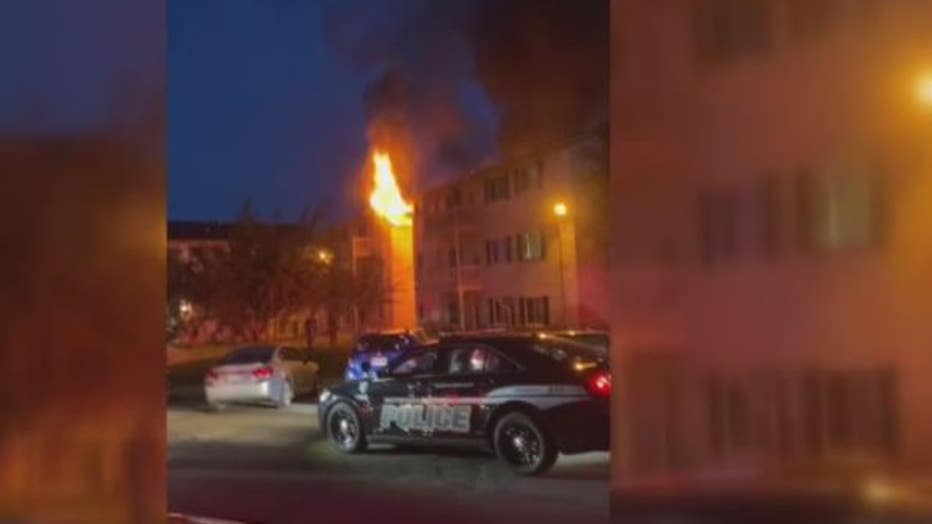 Video still of the deadly fire that killed Brianna Johnson inside the Glengarry Apartments.