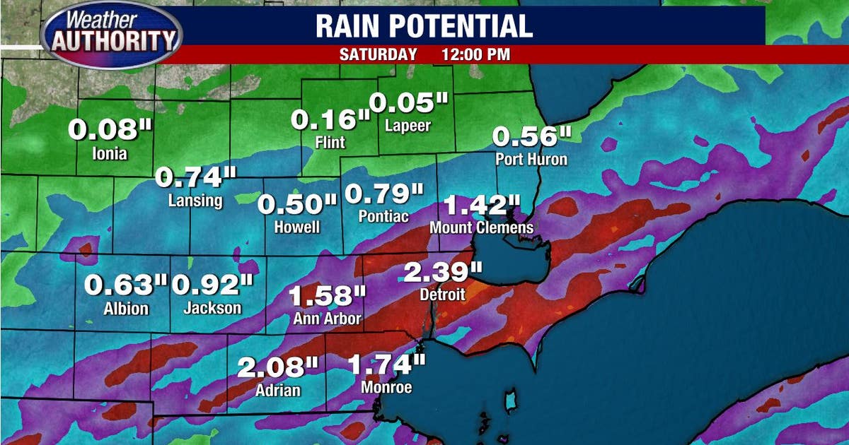 Detroit in the crosshairs of multiple inches of rain Friday | FOX 2 Detroit