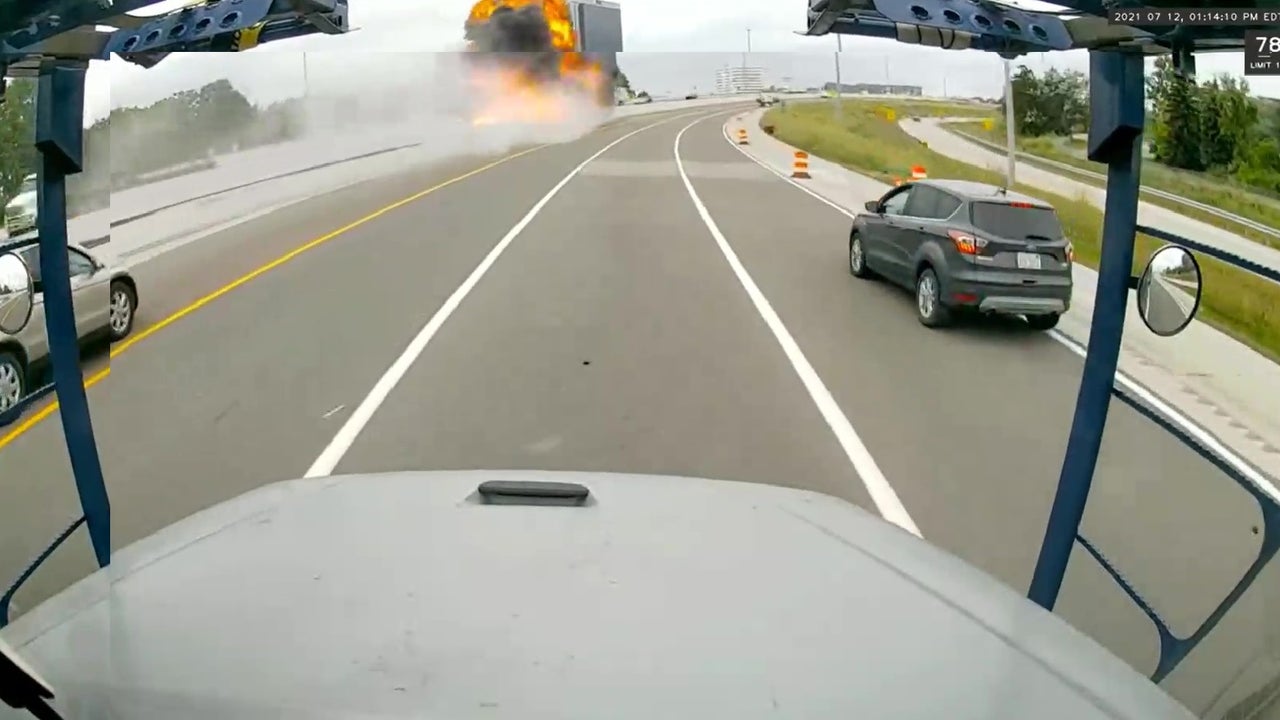 Video shows tanker truck crashing, exploding into flames on I-75 in Troy