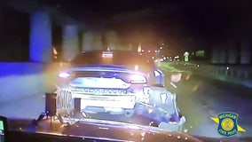 VIDEO: Suspects in stolen Charger run out of gas mid-chase with Michigan State Police