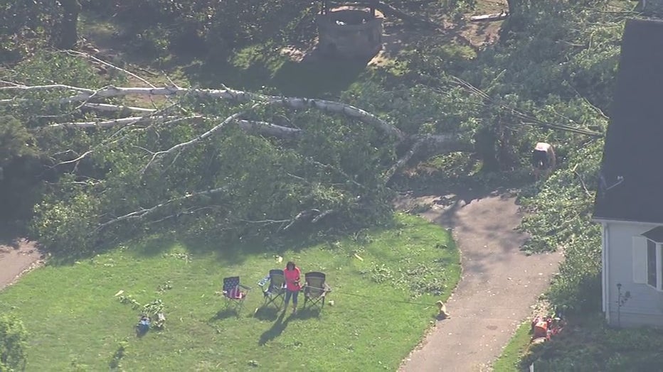 Trees uprooted roofs ripped off power out in most of Armada