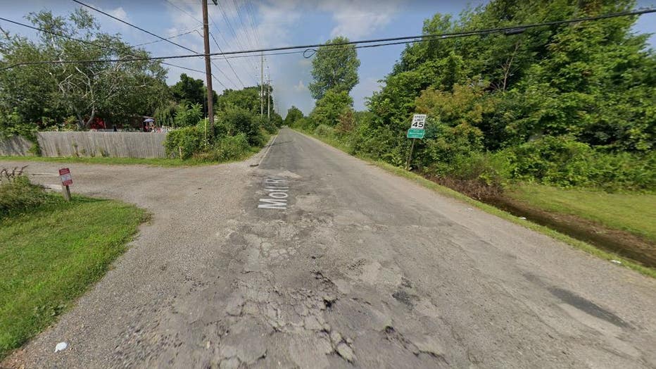 Even the Google Street View shows the county line difference on Mott Road.