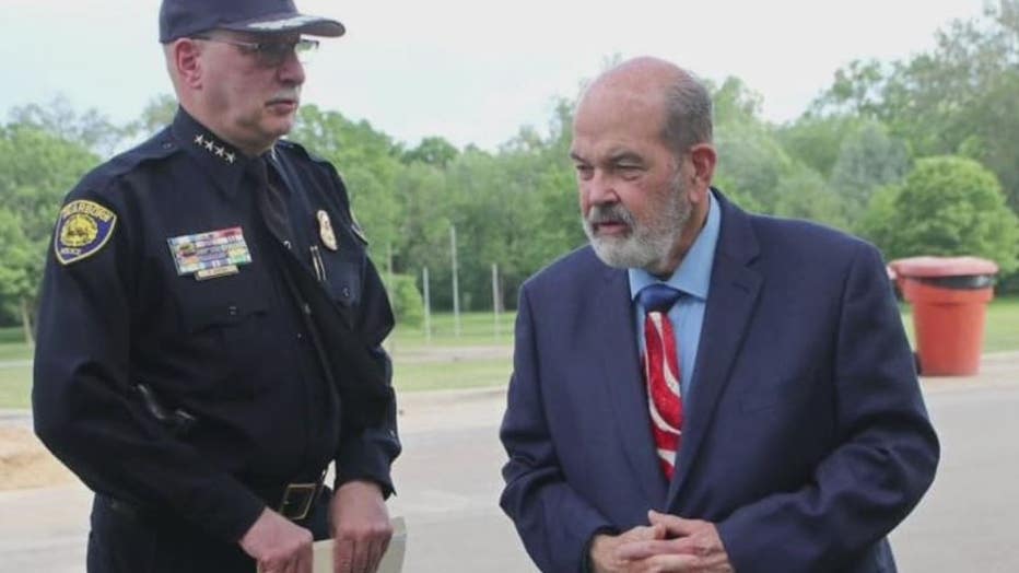 Police Chief Ronald Haddad with Mayor Jack O'Reilly.