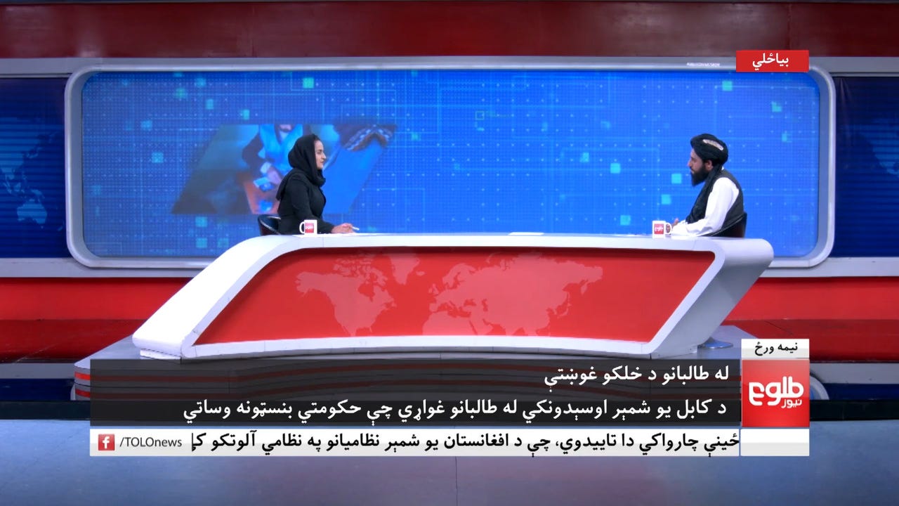 Female anchor interviews Taliban official on Afghan TV