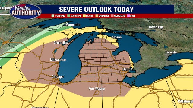 Severe weather pushing into Southeast Michigan, severe thunderstorm warnings issued