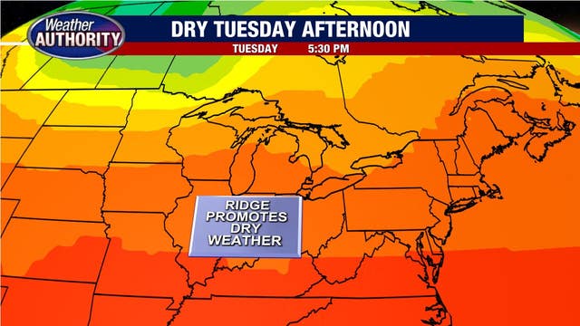 Sunny skies later today will push temperatures into the high 80's as severe weather develops out west