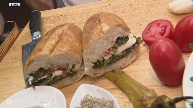 Chef Bobby prepares Buffalo Mozzarella Sandwiches, stuffed bell peppers