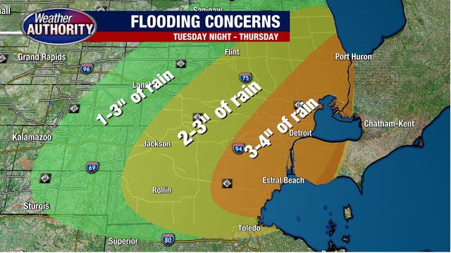 Southeast Michigan Weather: Heavy periods of rain underway, 2-4 inches possible