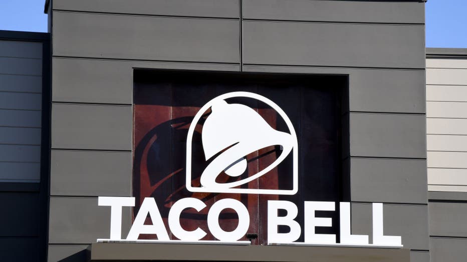 FILE - An exterior view shows a sign at a Taco Bell restaurant on March 30, 2020, in Las Vegas, Nevada. (Photo by Ethan Miller/Getty Images)