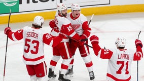 Raymond gets hat trick as Red Wings beat Blackhawks 6-3