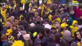 Michigan beats OSU, fans celebrating the big win in Ann Arbor