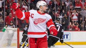 Larkin's first career hat trick powers Red Wings past Devils