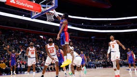 Burks, Knicks bench power past short-handed Pistons 94-85