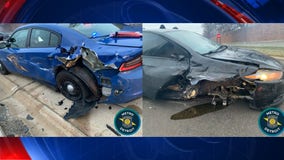 Driver loses control, hits Michigan State Police trooper doing speed enforcement on I-696 in Royal Oak