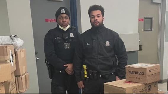 The cops who saved Christmas: Officers bust suspected package thief with dozens of boxes