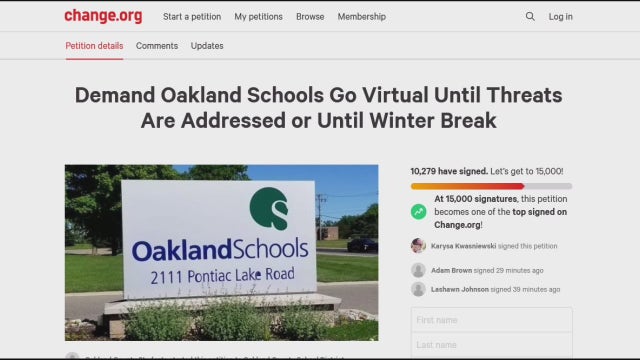 Oakland County students launch petition to move school virtual amid constant wave of threats