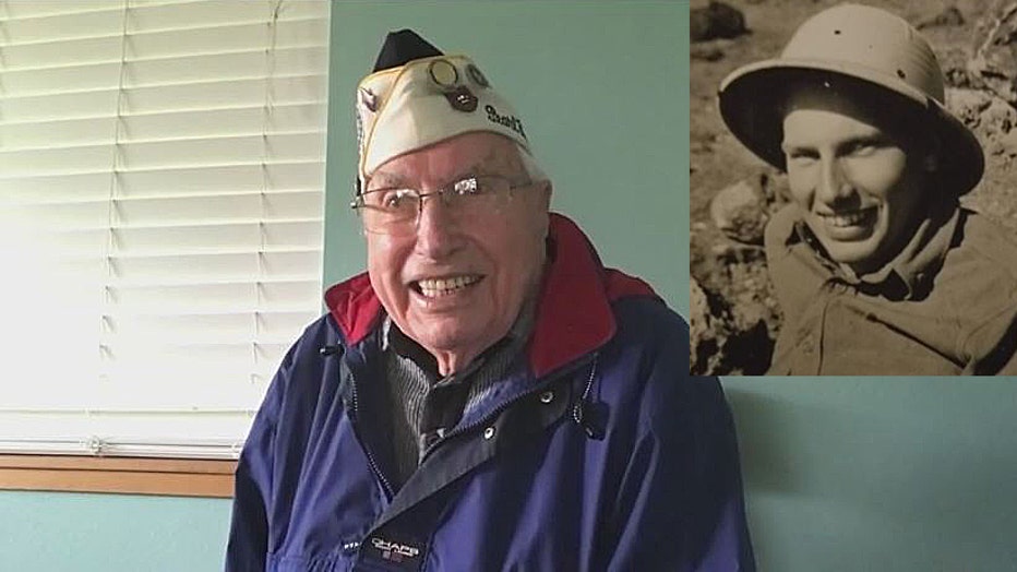 Le vétéran de la Seconde Guerre mondiale Herb Elfring, hier et aujourd'hui.