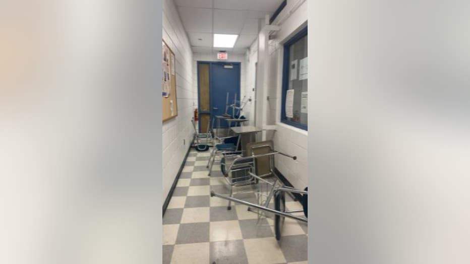 This picture shows a barricaded door inside one of the Plymouth Canton schools. Courtesy: Hajer Alsalman.