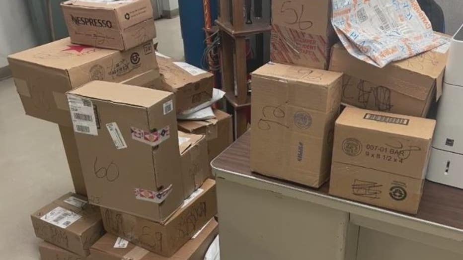 The recovered boxes found by Detroit police officers.