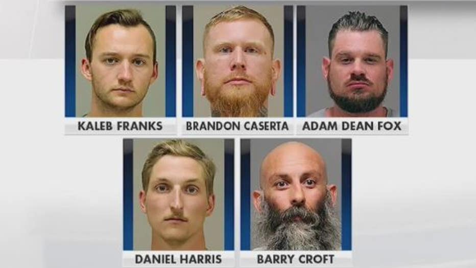 The five suspects facing charges in the Whitmer kidnapping plot.