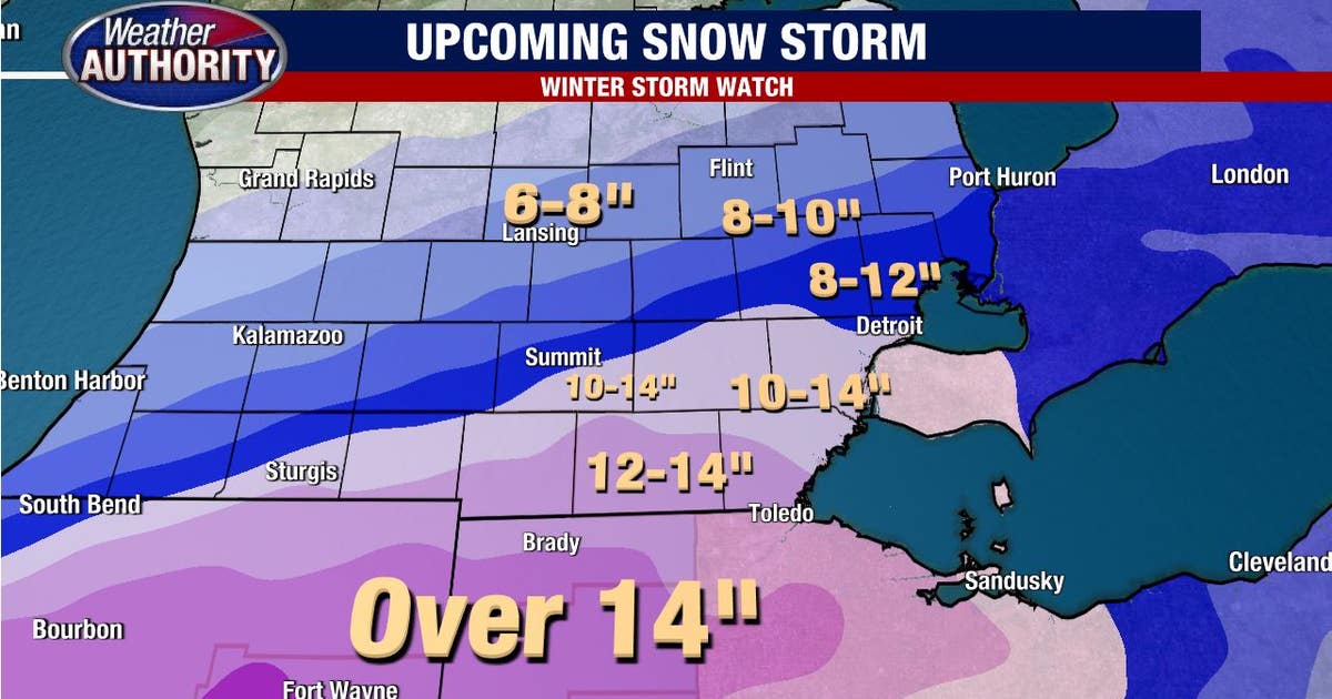 Metro Detroit Weather: 8 to 14 inches of snow for all of Southeast ...