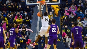 Michigan escapes 72-70 as Northwestern misses 3 at buzzer