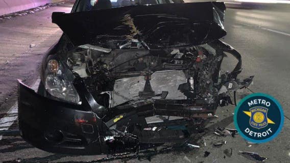 Driver slams into MSP patrol car while merging onto I-696 in Madison Heights