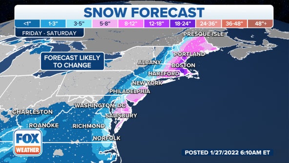 Winter Storm Watches issued for Philadelphia, New York, Boston  ahead of powerful weekend nor'easter