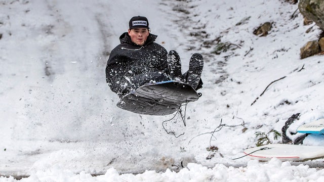 Southeast Michigan police departments from downriver competing in sled race