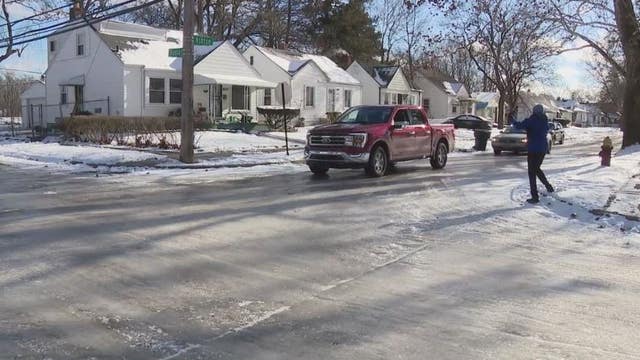 Detroit side streets are left glazed over with ice as city prioritizes main roads