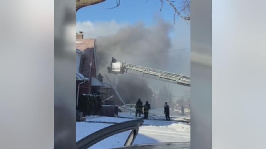 Still photo from viewer video of the house fire.