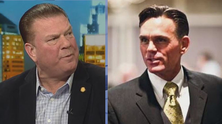 Macomb County Prosecutor Pete Lucido, left, Executive Mark Hackel.