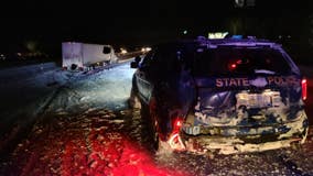 Semi-truck driver loses control, hits MSP patrol vehicle on US-23 in Washtenaw County