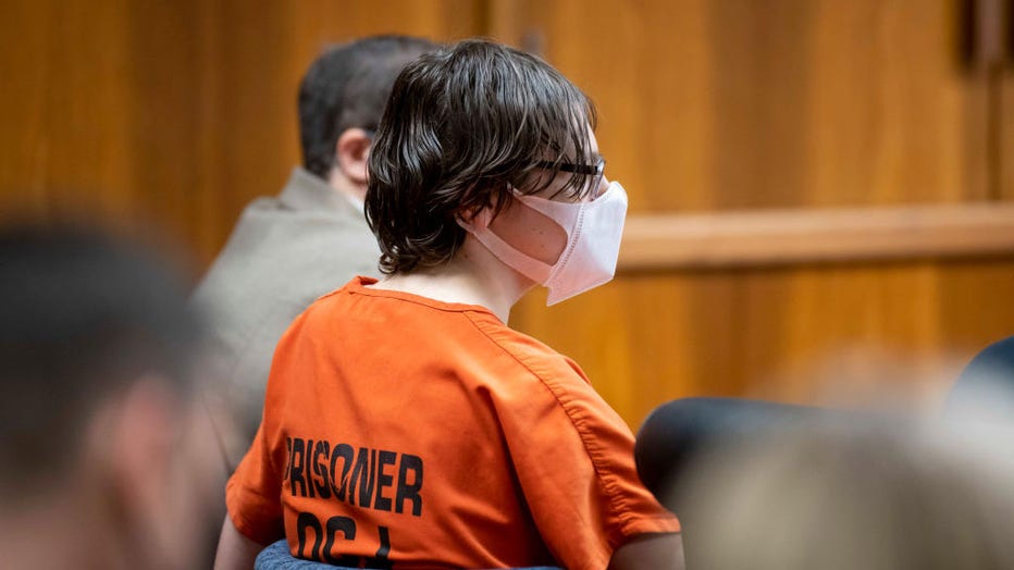 PONTIAC, MICHIGAN - FEBRUARY 22: Ethan Crumbley attends a hearing at Oakland County circuit court on February 22, 2022 in Pontiac, Michigan. . Crumbley, 15, is charged with the fatal shooting of four fellow students and the wounding of seven others, including a teacher at Oxford high school on Nov. 30. (Photo by David Guralnick-Pool/Getty Images)